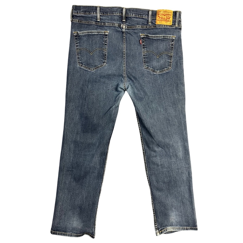 Levis 514 Jeans Mens 42x30 Blue Medium Wash Denim Stretch Denim Straight Fit - Picture 6 of 13